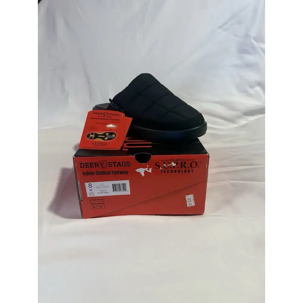 Deer Stags Slipperooz Oslo Black Cushioned Slide Slip-On Slippers Mens 8 M